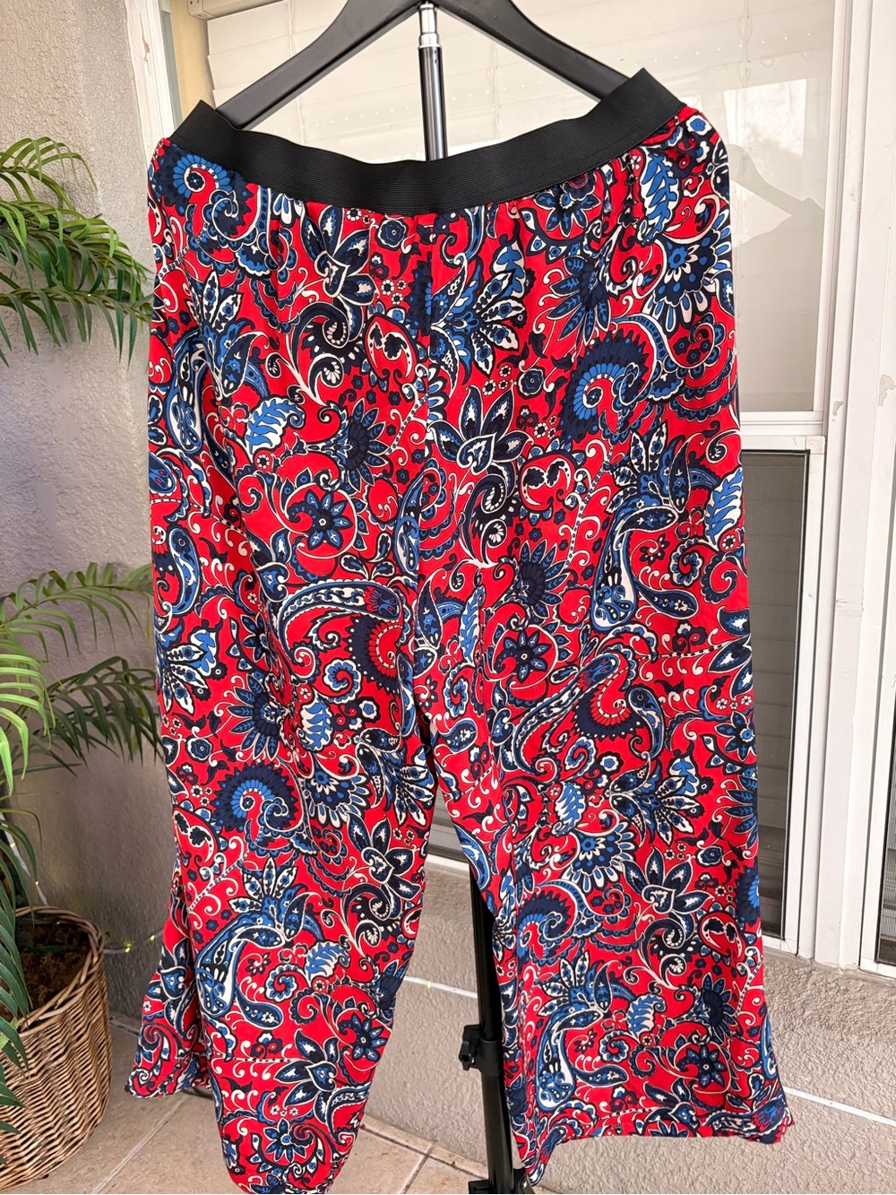 Parker Red Paisley Print Wide-Leg Jumpsuit Pants